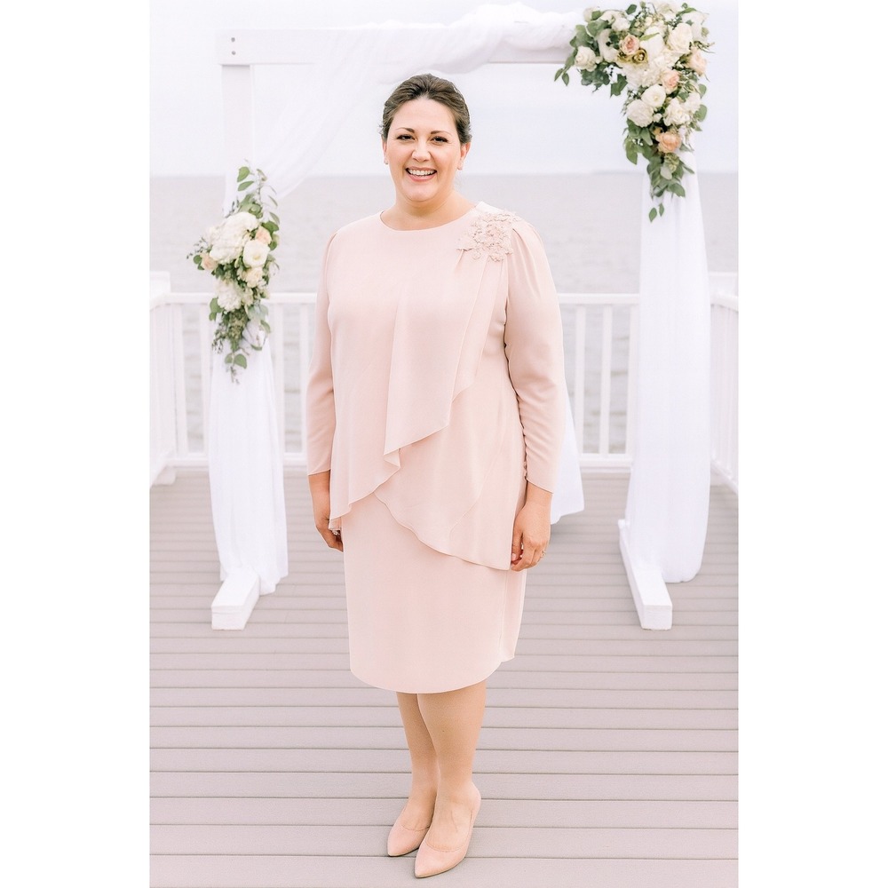 Ursula‎ Of Switzerland Asymmetrical Wrap Pink Back Zip Dress Women's Size 12